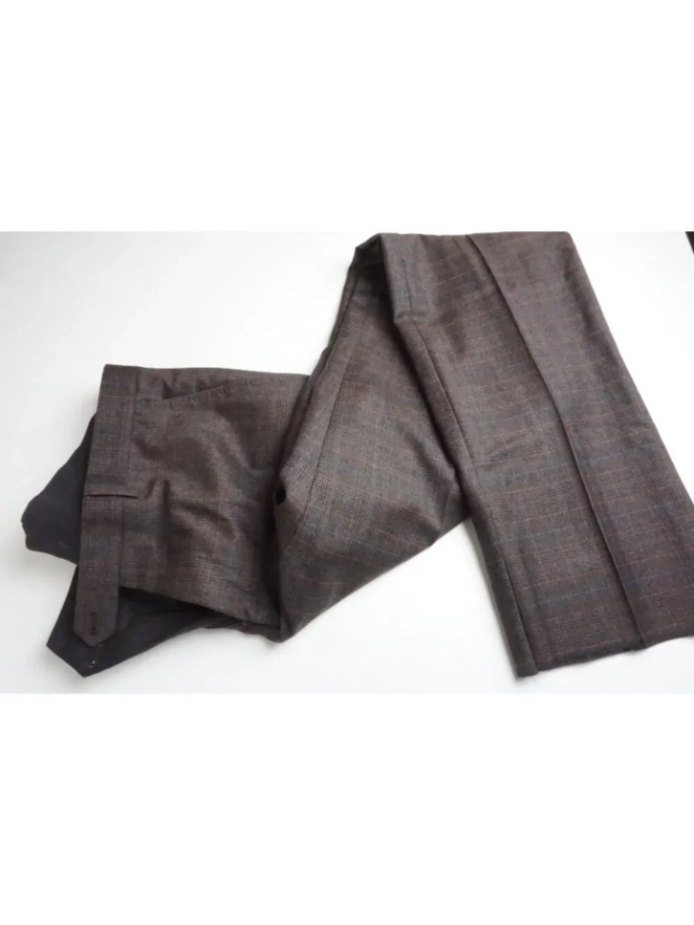 Sartoria Partenopea Brown Blue Plaid 2 Pc Suit Jacket Pant 54 EU NEW